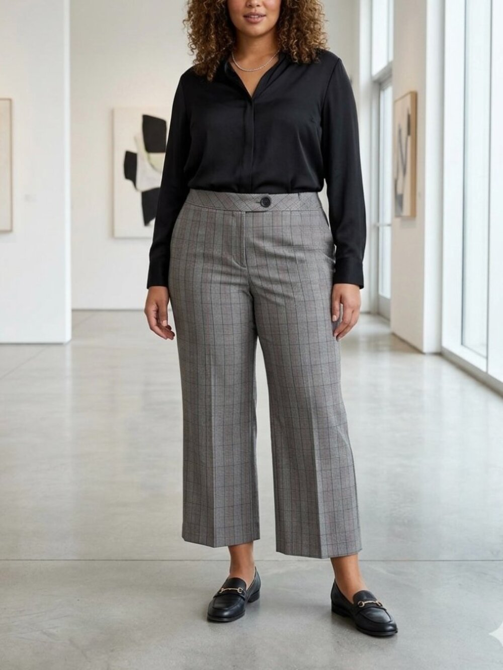 NWT Versailles Glen Plaid Wide Leg Trousers Size 20W Career Capsule Wardrobe